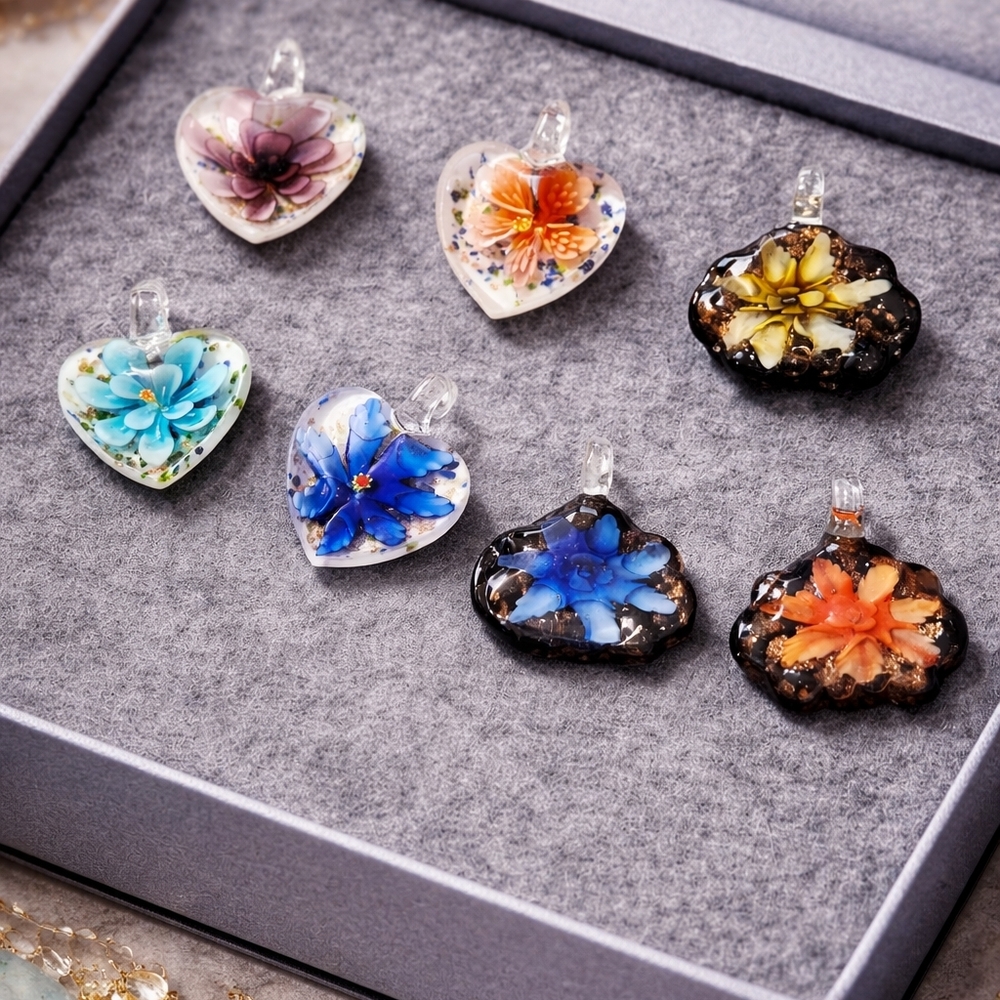 "It's Not The Years Honey, It's The Mileage." 7 Murano Glass Art 1" Pendants NIB